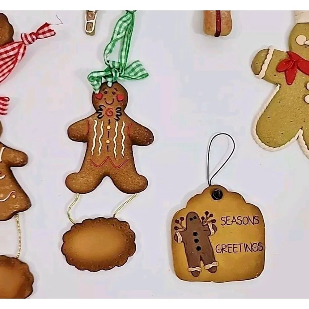 Gingerbread Man House Baker Christmas‎ Tree Ornaments Resin 10 Pc Vintage